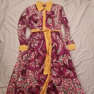Ankara was print maxi dress with long sleeves
